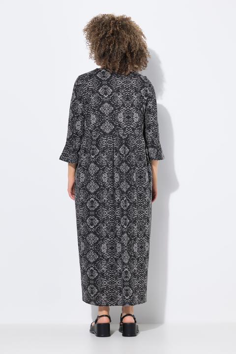 Produktbild Ulla Popken Maxi-Jerseykleid, Schlangenmuster, 3/4-Arm (60)