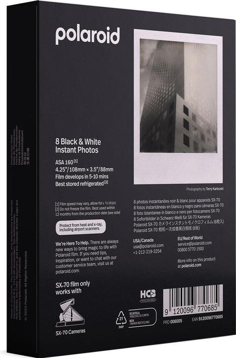 Immagine prodotto Polaroid Pellicola B/N SX-70 (8Foto)