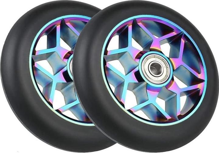 Produktbild Graw Jump Ramps Stück Performance Scooter Räder 100mm, Metallic Rainbow Sternform