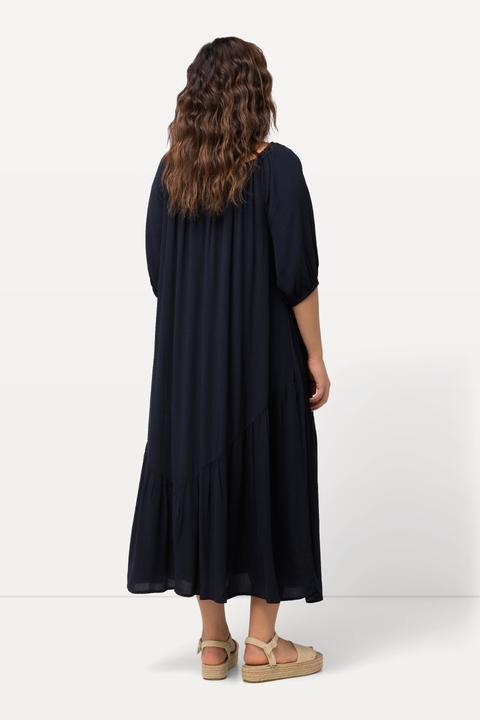 Produktbild Ulla Popken Midikleid, Struktur, Volantsaum, Rundhals, Halbarm (54)
