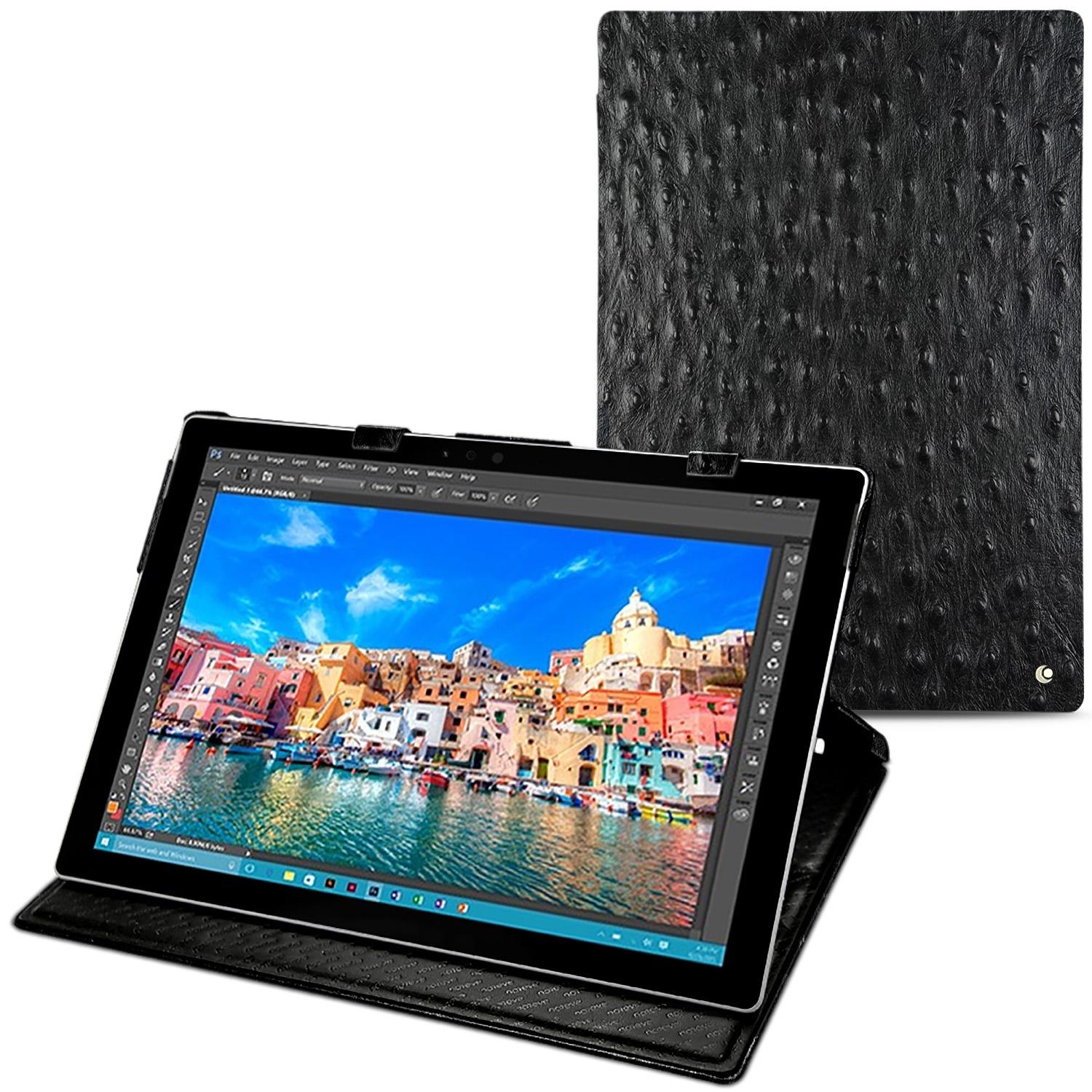 Noreve Lederschutzhülle vertikal (Microsoft Surface Pro 4), Tablet Hülle, Schwarz