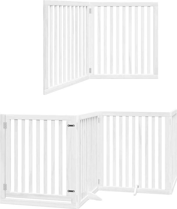 Produktbild vidaXL Hundetor mit Tür Faltbar Absperrgitter Hunde Schutzgitter 6-tlg. Holz (6 cm)