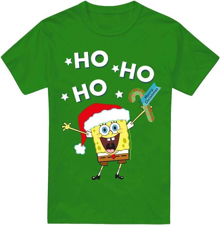 Actual product image Spongebob Squarepants Mens Ho Ho Ho Merry Christmas! T-Shirt (XL)