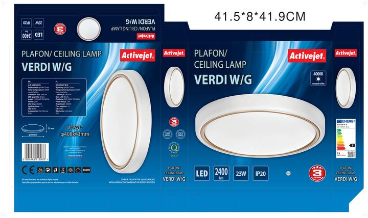 Image du produit Activejet Plafond à LED AJE-VERDI /Or (2400 lm)