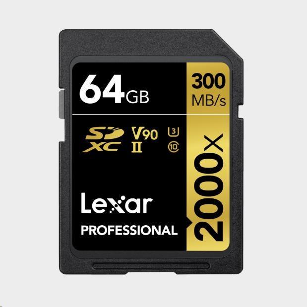 Image du produit Lexar Professional Gold 2000x (64 Go, SDXC, U3, UHS-II)