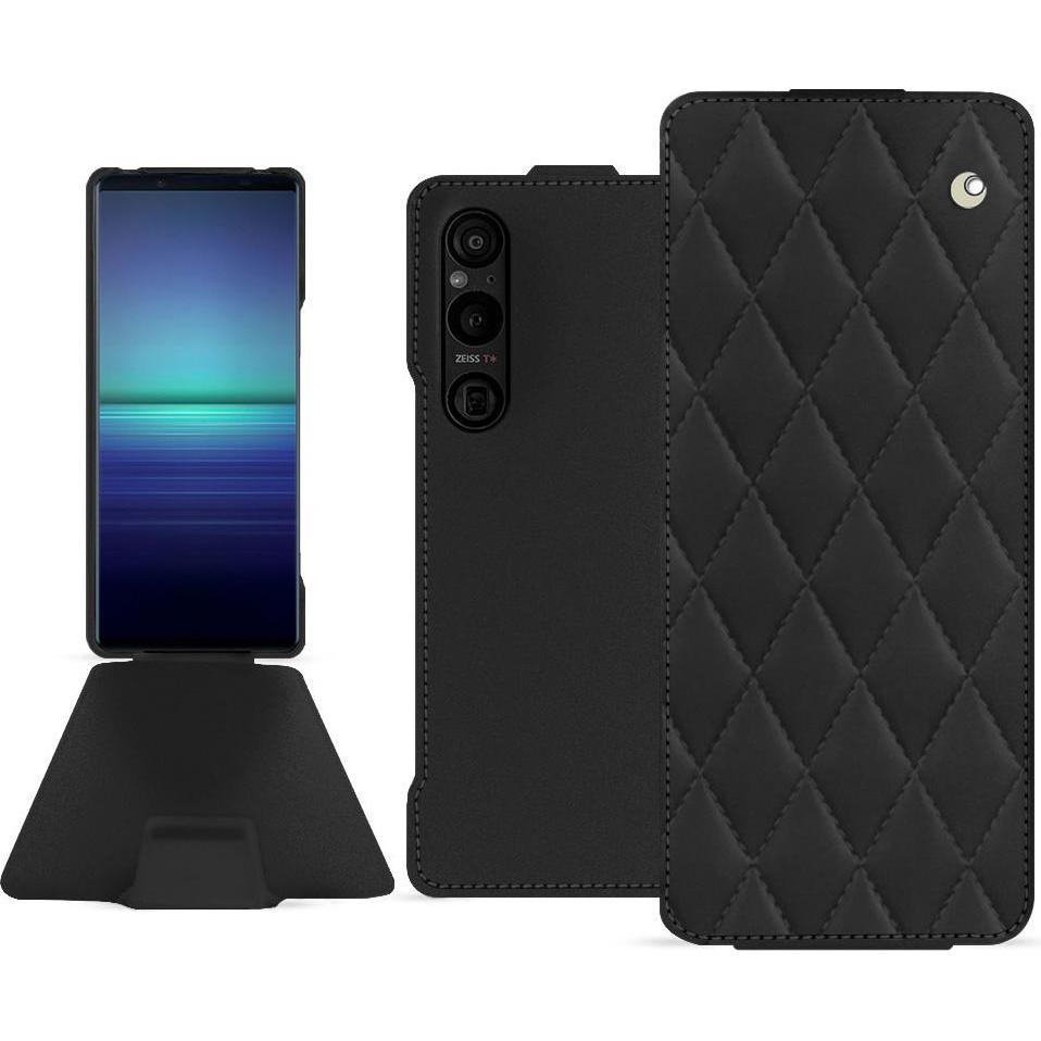 Noreve Lederschutzhülle vertikal (Sony Xperia 1 V), Smartphone Hülle, Schwarz