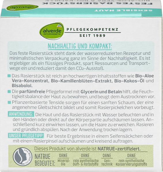 Etichetta energetica dm alverde Aloe vera organica solida, camomilla organica (50 ml, Schiuma da barba)