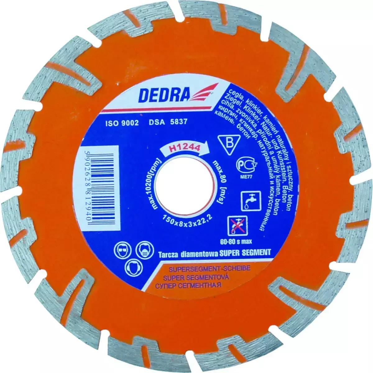 Dedra, Sägeblatt, Super Segment Diamanttrennscheibe zum Schneiden von Beton 180 mm H1245