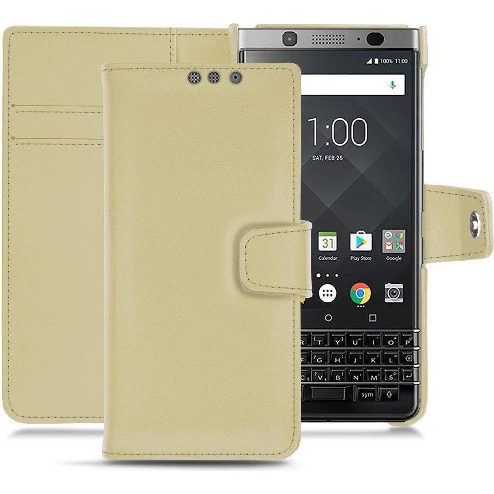 Thumbnail - Noreve Lederschutzhülle Wallet (Blackberry KEYone), Smartphone Hülle, Beige