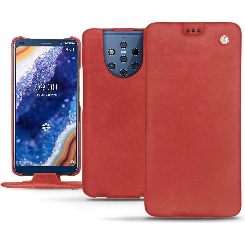 Noreve Lederschutzhülle vertikal (Nokia 9 PureView), Smartphone Hülle, Rot