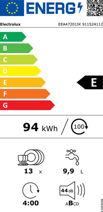 Energie-Label Electrolux EEA47201IK 13 Gedecke E