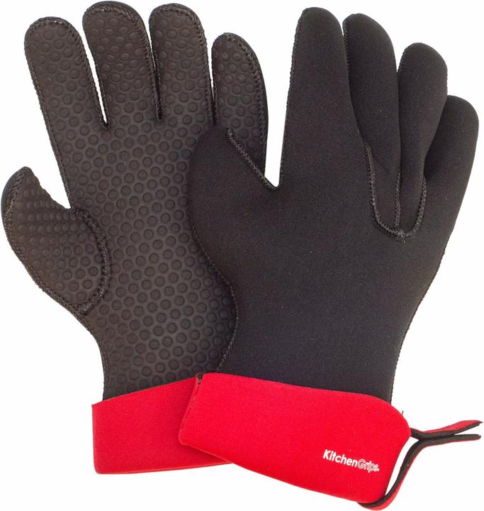 Cuisipro Küchenhandschuhe Gr. L, 5 Finger, schwarz rot (Gummi/Neopren)