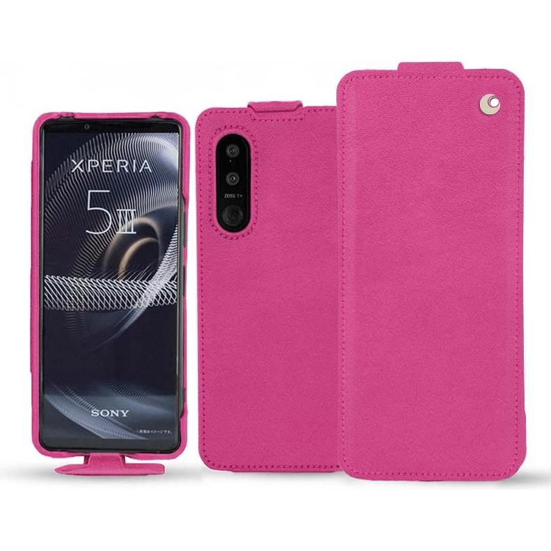 Noreve Lederschutzhülle vertikal (Sony Xperia 5 III), Smartphone Hülle, Rosa