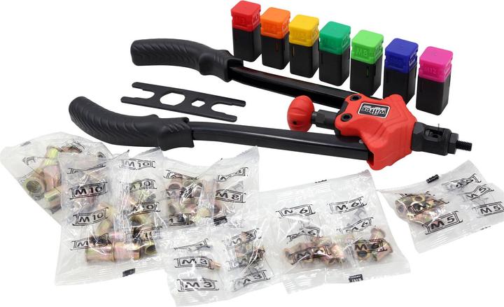 Actual product image Wiltec Rivet Gun Riveter kit tool mandrels nosepieces M3 M4 M5 M6 M8 M10 M12 (400 mm)