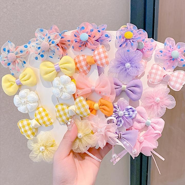 Actual product image Activity Board 10 pieces of adorable flower hair clips, hair jewellery for girls, 10 pieces of girls' hair ties