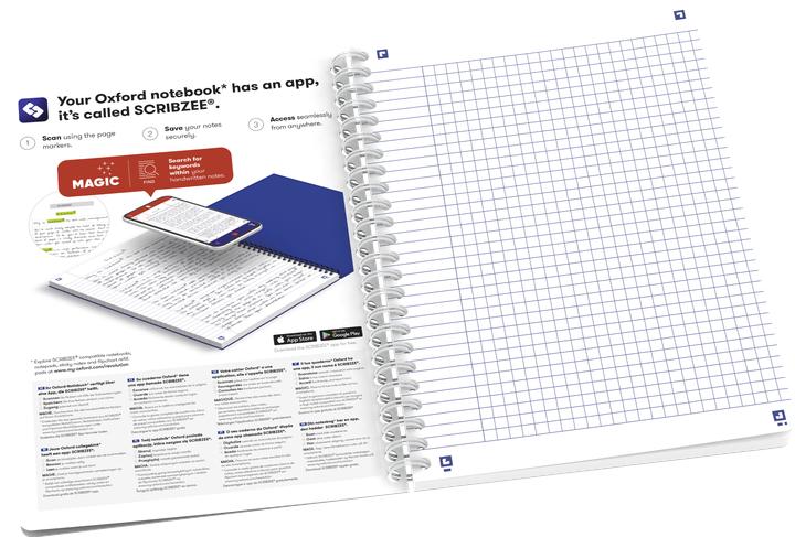 Actual product image Oxford Spiral notebook A5, squared 5x5 mm, soft cover with soft touch finish, white double spiral, 60 (A5, Lined, Soft cover)