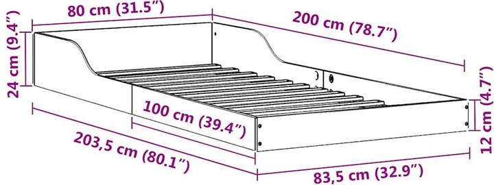 Actual product image vidaXL Plattformbettgestell (80 x 200 cm)