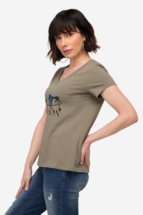 Image du produit Laurasøn T-Shirt, Fisch Motiv, V-Ausschnitt, Halbarm (M)