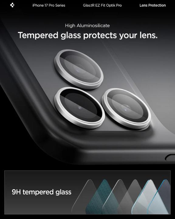 Produktbild Spigen Glass tR EZ Fit Optik Pro 2 Pack (2 Stk., Apple iPhone 14 Pro, Apple iPhone 14 Pro Max, Apple iPhone 15 Pro, Apple iPhone 15 Pro Max, Apple iPhone 16 Pro, Apple iPhone 16 Pro Max, Apple iPhone 17 Pro, Apple iPhone 17 Pro Max)