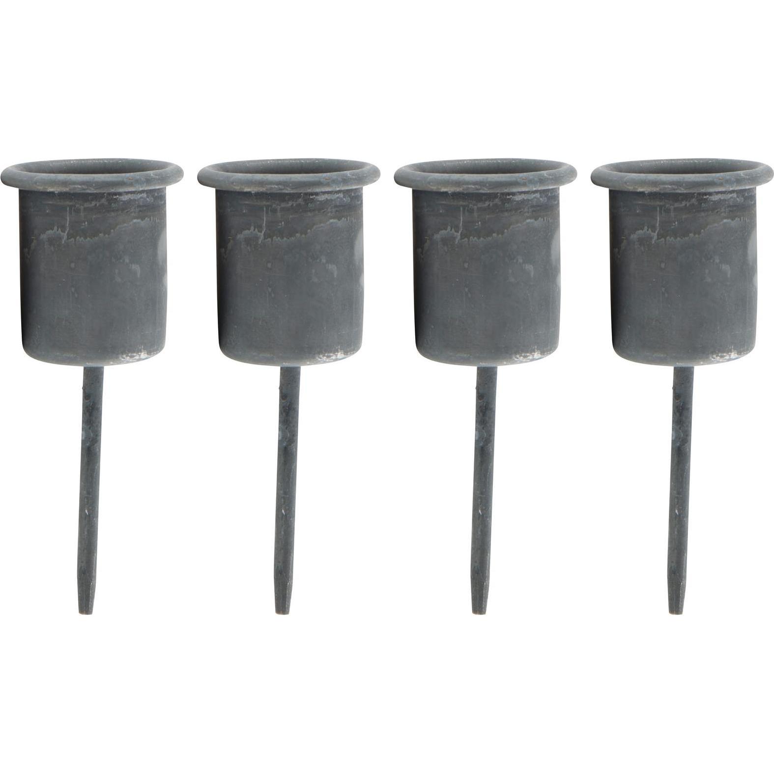 Novaliv, Kerzenständer, 4x Stabkerzenhalter grau I Kerzenpick 7,1 x Ø 2,8 cm Kerzenstecker für