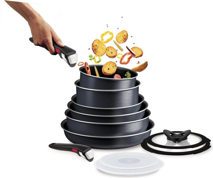 Productafbeelding Tefal Ingenio So Light Pannenset - 12-delig - Inductie (L7239223) (Koekenpan, Kookpotten en pannenset, Steelpan, Aluminium)