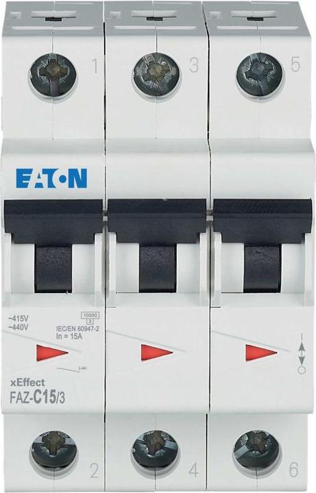 Actual product image Eaton MOE FAZ-C15/3 LS switch, 15A, 3p, C-Char
