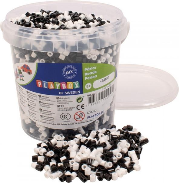 Produktbild Playbox Bügelperlen - ca. 5000 Stück - schwarz/weiss Mix