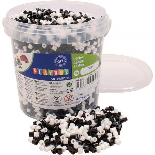 Playbox Bügelperlen - ca. 5000 Stück - schwarz/weiss Mix
