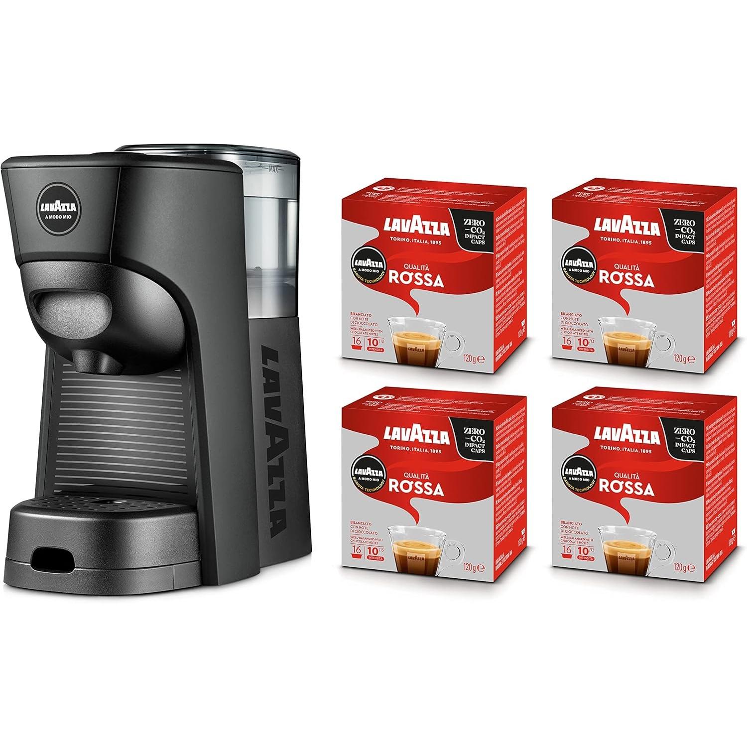 Lavazza Macchina da caffè eco con capsule rosse, intensità 10/13, aromi di cioccolato e frutta secca, Macchina da caffè automatica, Nero