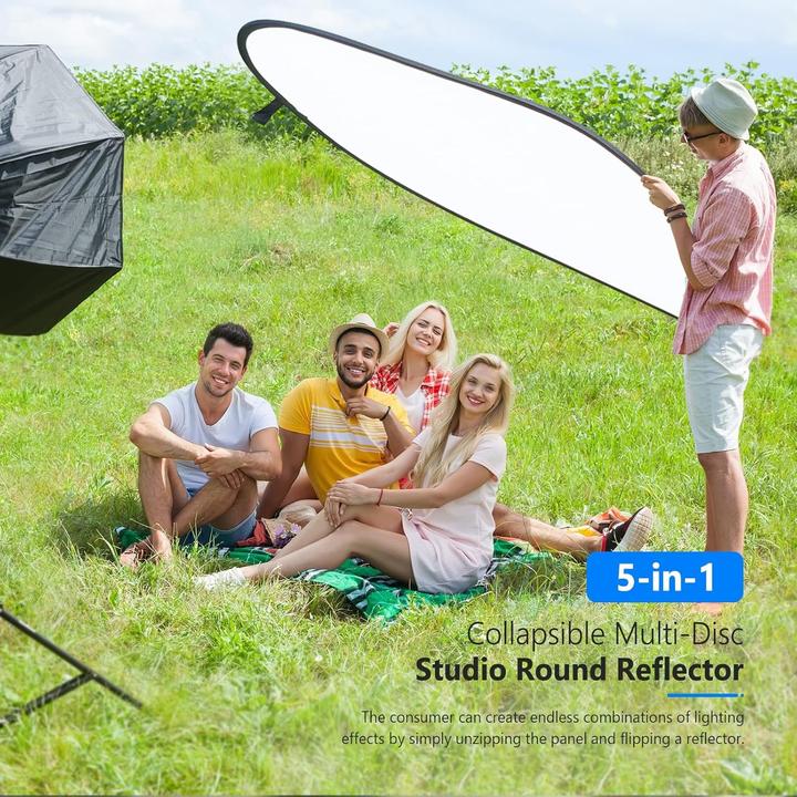 Actual product image Neewer Portable 5 in 1 Collapsible Round Multi Disc Light Reflector (Folding reflector, 150 cm)