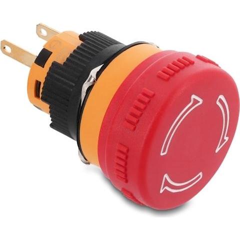 Delock Pilzkopf Taster zum Einbau 16 mm 2 x Lötanschluss Kunststoff 26 mm Ø (22120), Pulsante + Interruttore