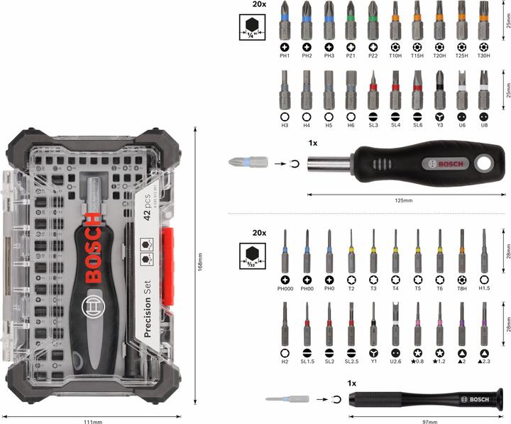 Productafbeelding Bosch Professional Zubehör Schraubendreher-Set (Inbus, Cross Phillips PH, Kruis Pozidriv PZ, Schroefgleuf)