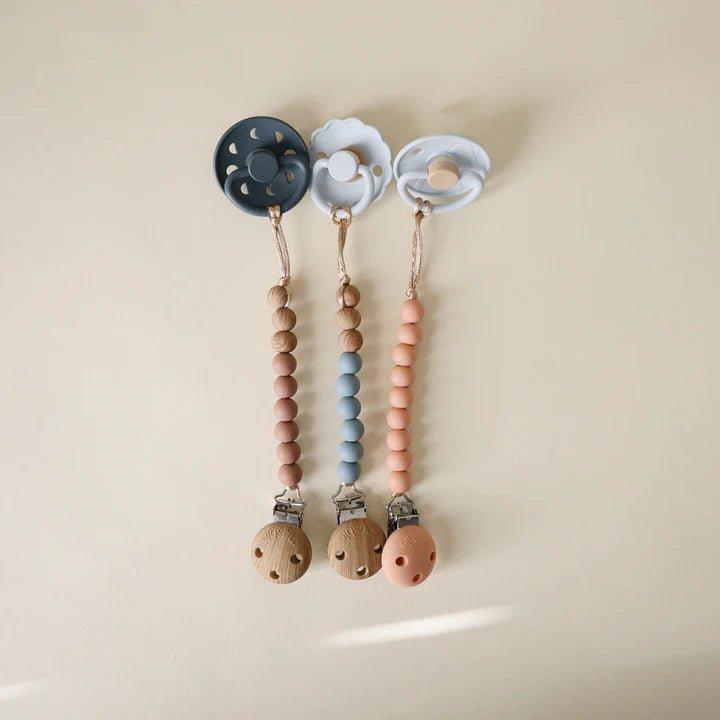 Actual product image Mushie Halo pacifier chain