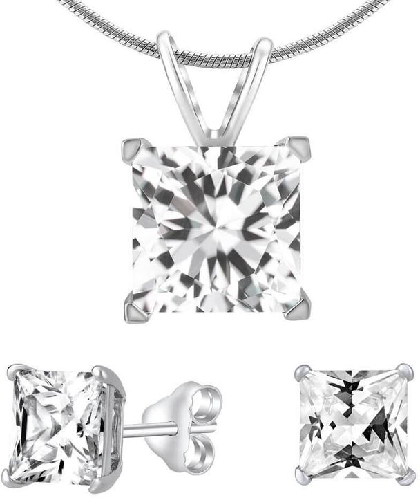 Immagine prodotto Silvego Set di gioielli da donna in argento 925 con zirconi quadrati (Argento 925)
