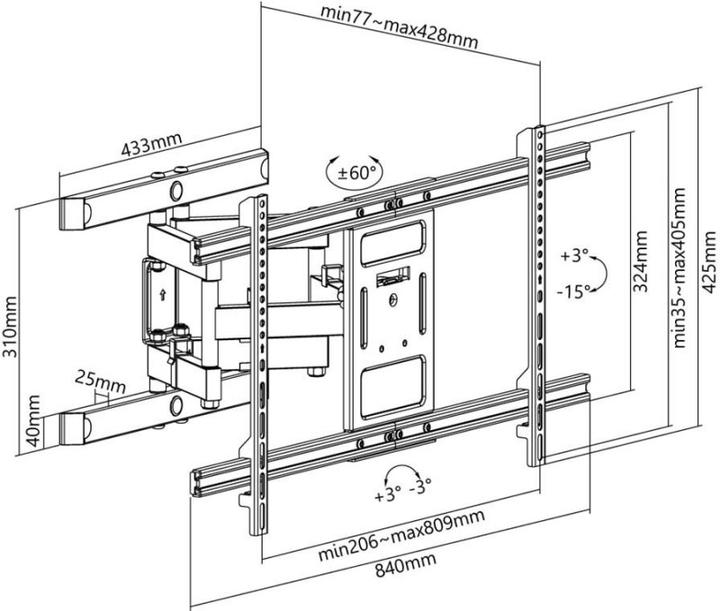 Actual product image Goobay Fullmotion Pro (Wall, 60 kg, 43" - 100")
