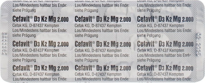 Nährwerte und Zutaten Cefak D3 2000 K2 Mg Kaps (60 Stück, Kapseln, 79 g)