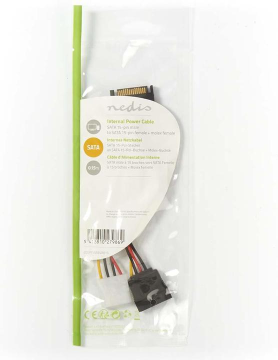 Immagine prodotto Nedis Cavo di alimentazione interna SATA 15 pin maschio Molex femmina/SATA 15 pin femmina placcato oro