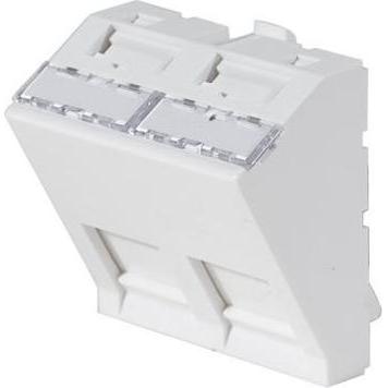 Générique Piastra a muro con angolo di 30° per 2 prese RJ45 - 45 x 45 mm, Accessori per server, Bianco