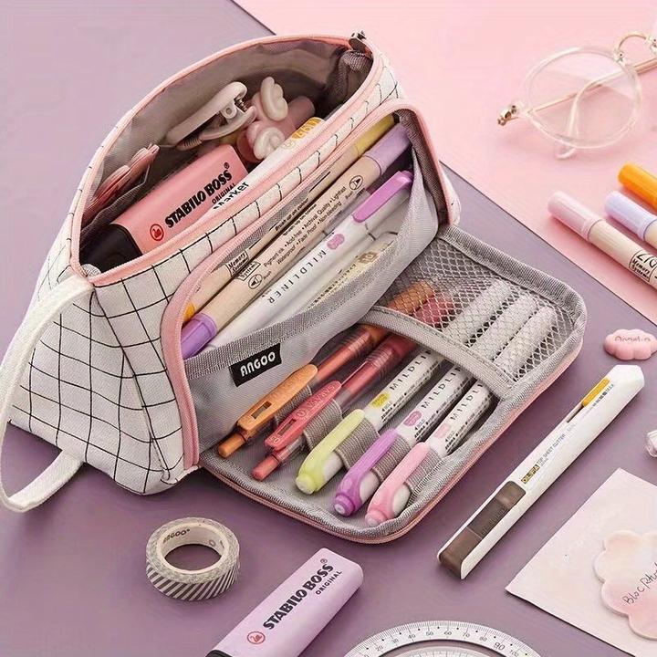 Only-Bags.Store Triangle window pencil case large capacity pencil case fashion style stationery box pen case for