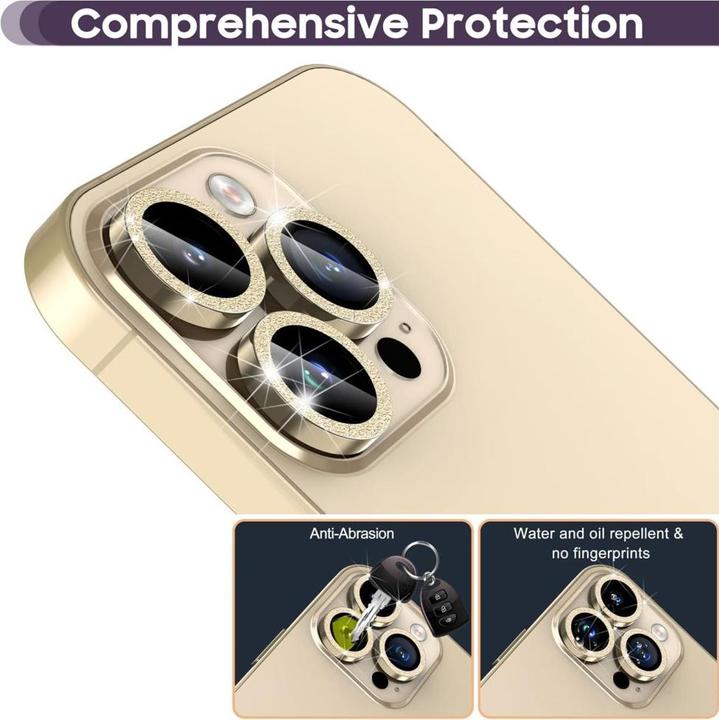 Image du produit Ueli Express Verre blindé pour appareil photo Protection de la lentille paillettes (1 pcs, Apple iPhone 16 Pro, Apple iPhone 16 Pro Max)