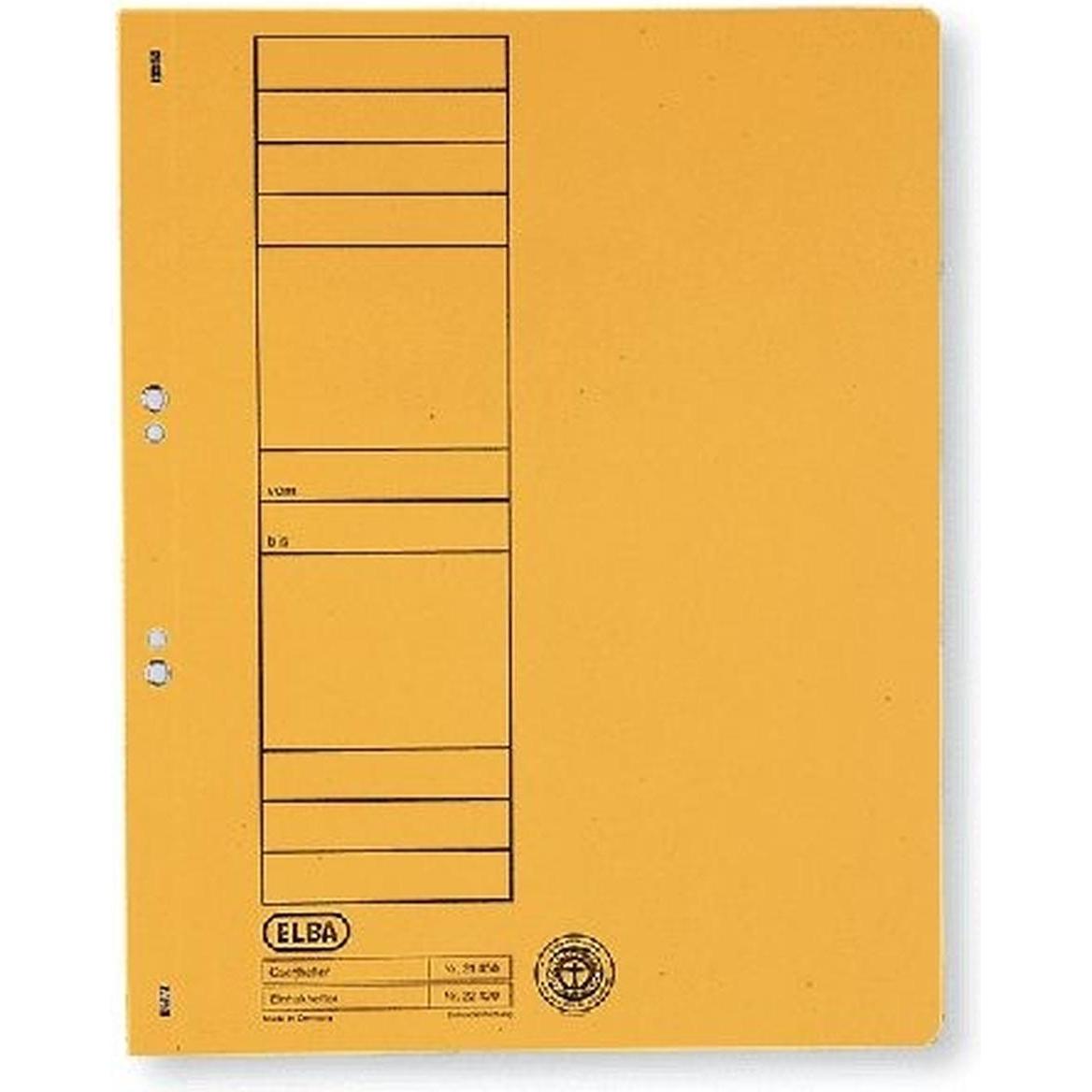 Elba, Mappe, Ösenhefter aus Karton, gelb, voller Vorderdeckel kaufm.-Amtsheftung, gepackt zu 50 Stück (A4, 50 x)