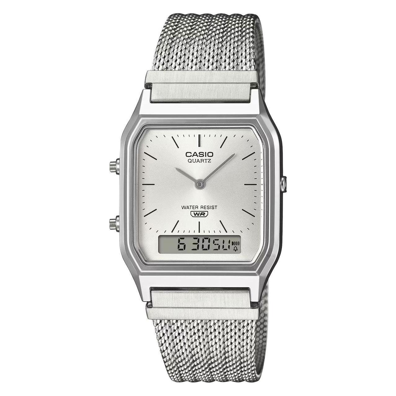 Casio, Armbanduhr, Aq-230EM-7AEF, Silber, (Analoguhr, Digitaluhr, 29.80 mm)