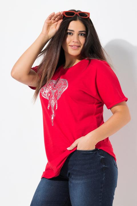 Actual product image Ulla Popken Mandala Animal Motif Short Sleeve Tee (50, 52)