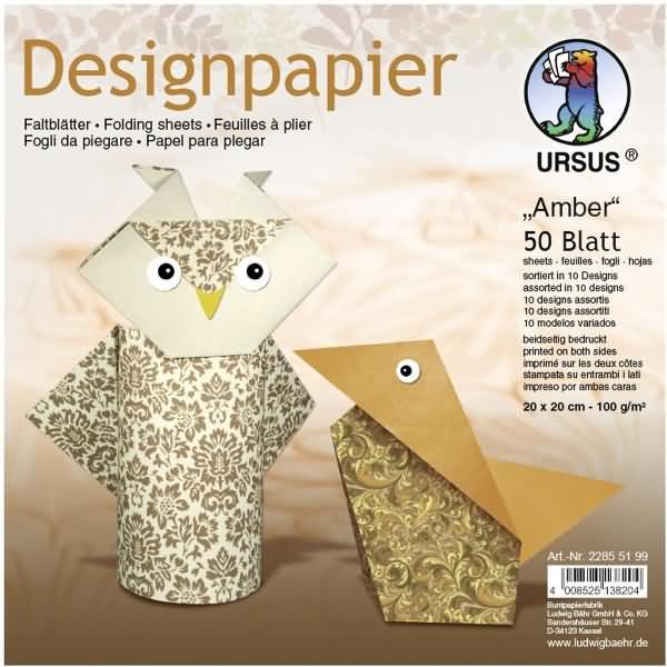 Thumbnail - Ursus, Bastelpapier, Desinpapier Faltblätter 'Amber' 100g/qm 10x10cm VE=50 Blatt sortiert 10 Designs (100 g/m², 50 x)