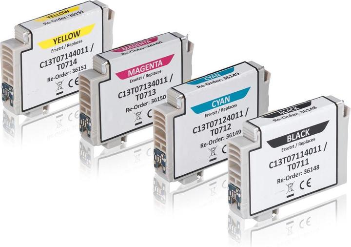 Image du produit Inkadoo Compatible avec Epson C13T07154010 / T0715 contient 4x cartouche d'encre (C, CF, M, Y)