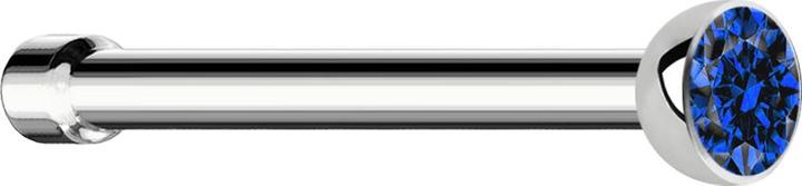 Image du produit Star Piercing Clou de nez droit argenté avec cristal bleu foncé (sans laiton, Acier chirurgical 316L)