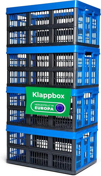 Novaliv Klappbox 45l Blau 4er Set - Faltbare Korbbox mit praktischen Tragegriffen - Vielseitige Aufb (53.50 cm, 45 l, 4x)