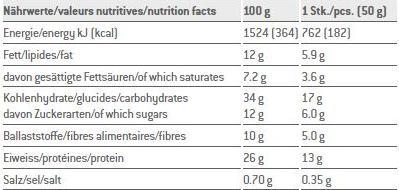 Valori nutrizionali e ingredienti Sponser Brownie proteico vegano (Cioccolato, Cioccolatino, Chocolate, 12 pz., 600 g)