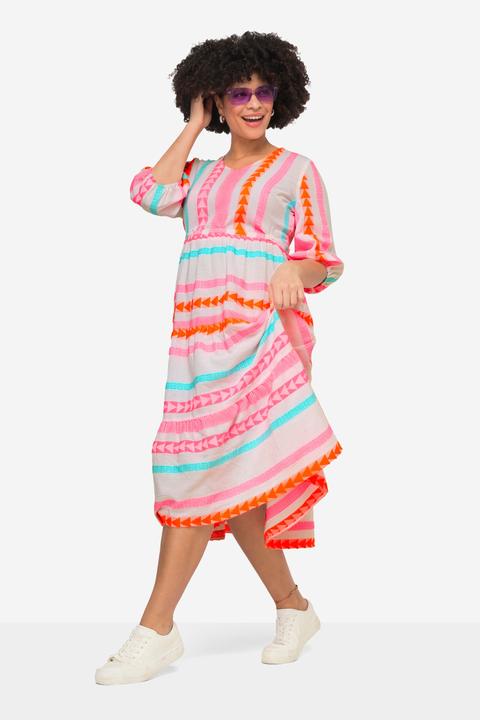 Produktbild Angel of Style Maxikleid, A-Linie, Jacquard-Streifen, V-Ausschnitt, 3/4-Ärmel (50)