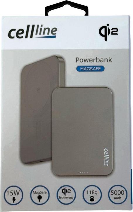 Immagine prodotto Beline Mini Powerbank Cellline MagSafe 5000mAh Qi2 15W CL-MBP-02 gray / titanium Magnetic wireless mini pow (5000 mAh, 15 W)